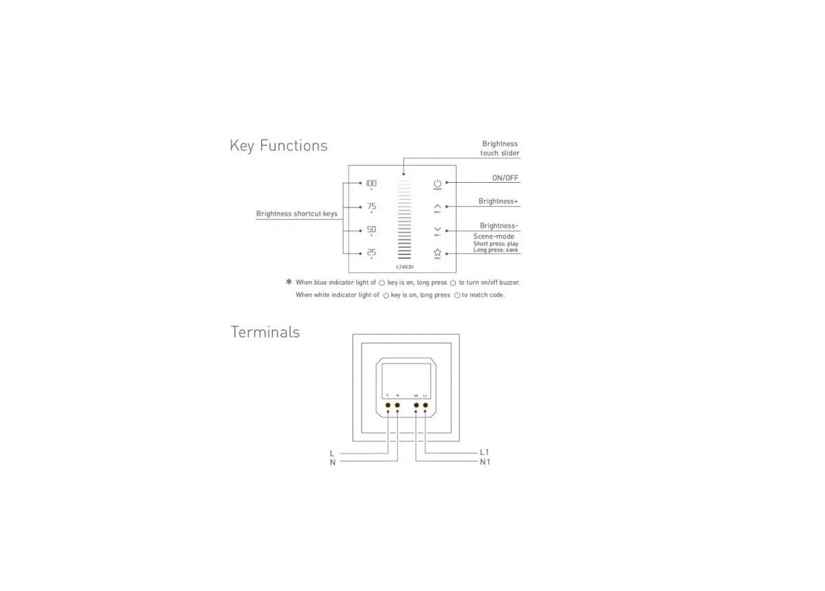 مشخصات پنل لمسی سری مدل E1S-TD (دایمینگ)