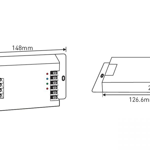 ابعاد کنترل کننده برق LED مدل LT-3060-8A برحسب میلی متر